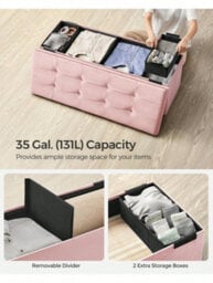 LEDREM Storage Ottoman, Foldable Small Ottoman Foot Rest, 38 X 110 X 38 Cm, Cube Ottoman With Storage, Load Up To 300 Kg - thumbnail 4