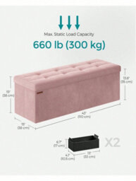 LEDREM Storage Ottoman, Foldable Small Ottoman Foot Rest, 38 X 110 X 38 Cm, Cube Ottoman With Storage, Load Up To 300 Kg - thumbnail 5
