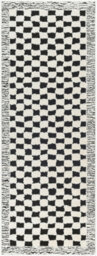 Livabliss Freud-Modern Ivory Black High Pile Checkered Living Dining Bedroom Rug 80 X 220 Cm Easy Care, Non Shedding - thumbnail 2