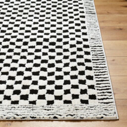 Livabliss Freud-Modern Ivory Black High Pile Checkered Living Dining Bedroom Rug 80 X 220 Cm Easy Care, Non Shedding - thumbnail 5