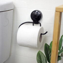 Showerdrape Suctionloc Black Steel Suction Wall Mounted Toilet Roll Holder - thumbnail 2