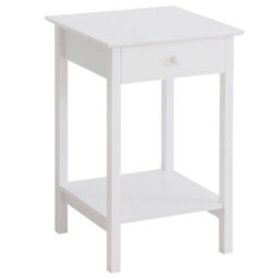 Homcom Wooden Bedside Table Cabinet W/ Drawer Shelf Storage End Side White - thumbnail 2