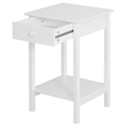 Homcom Wooden Bedside Table Cabinet W/ Drawer Shelf Storage End Side White - thumbnail 6