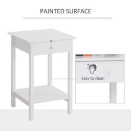 Homcom Wooden Bedside Table Cabinet W/ Drawer Shelf Storage End Side White - thumbnail 5