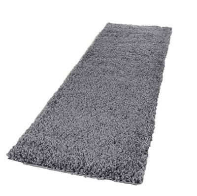 Wadan 60X220 Dark Grey Shaggy Runner - Modern Rug - Soft Touch Thick Pile Area Runner Rug For Living Room And Bedroom