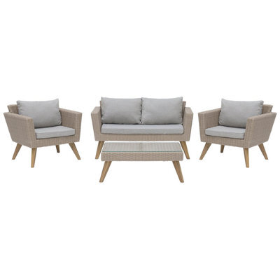 Beliani Garden Lounge Set With Table 4 Seater Vittoria Pe Rattan Grey - image 1