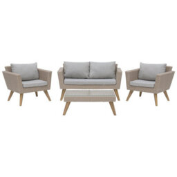 Beliani Garden Lounge Set With Table 4 Seater Vittoria Pe Rattan Grey - thumbnail 1