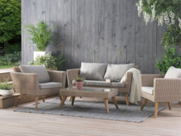 Beliani Garden Lounge Set With Table 4 Seater Vittoria Pe Rattan Grey - thumbnail 2
