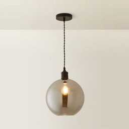 Valuelights Bellamy Smoked Glass Globe Matte Black Single Ceiling Pendant Light - thumbnail 3