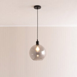 Valuelights Bellamy Smoked Glass Globe Matte Black Single Ceiling Pendant Light - thumbnail 1