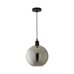 Valuelights Bellamy Smoked Glass Globe Matte Black Single Ceiling Pendant Light - thumbnail 6