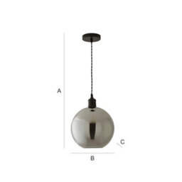 Valuelights Bellamy Smoked Glass Globe Matte Black Single Ceiling Pendant Light - thumbnail 7