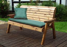 Charles Taylor Trading Three Seater Winchester Bench With Green Cushions - Fully Assembled W170 X D74 X H98 - thumbnail 3