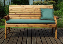 Charles Taylor Trading Three Seater Winchester Bench With Green Cushions - Fully Assembled W170 X D74 X H98