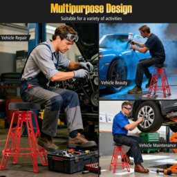 Gainoom 28 Inch Swivel Shop Stool Garage Chair With Round Padded Seat - thumbnail 7