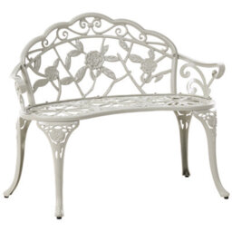 Beliani Garden Bench Piura 88 Cm Metal White - thumbnail 4