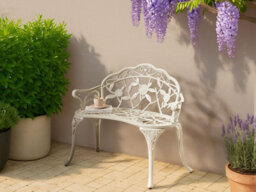 Beliani Garden Bench Piura 88 Cm Metal White - thumbnail 2