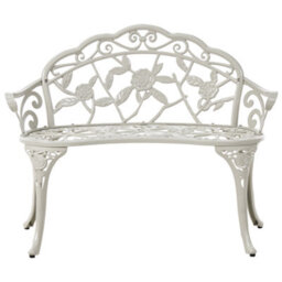 Beliani Garden Bench Piura 88 Cm Metal White - thumbnail 1