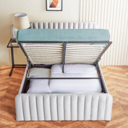 Home Treats Ottoman Bed Frame Velvet Padded Upholstered King Size Storage Bed With Hybrid Mattress - thumbnail 3