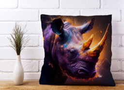 Warren Reed Designer Golden Rhino Face Splashart Cushions 45Cm X 45Cm - thumbnail 2