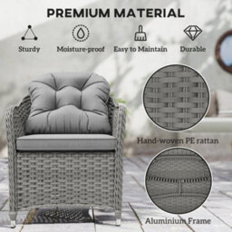 Wyld Haus Bami 7-Piece Light Grey Rattan Outdoor Dining Set - 6 Cushioned Chairs With Rectangular Tempered Glass Table - thumbnail 7