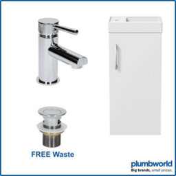 Affine 400mm Bathroom Basin Sink Vanity Unit Furniture 1Th Round Mixer Tap Free Waste - thumbnail 1