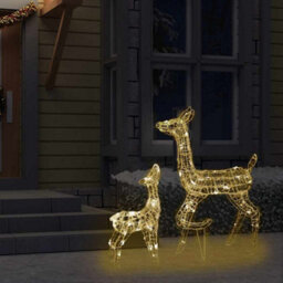 Berkfield Classic Acrylic Reindeer Family Christmas Decoration 160 Led Warm White - thumbnail 3