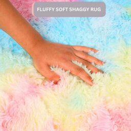 Aspire Homeware Non-Slip Rainbow Shaggy Rug Soft Fluffy Washable, Hallways And Entryways Runner, (L)220Cm X (W)60Cm - thumbnail 3
