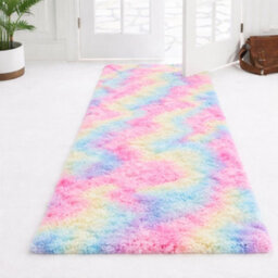 Aspire Homeware Non-Slip Rainbow Shaggy Rug Soft Fluffy Washable, Hallways And Entryways Runner, (L)220Cm X (W)60Cm - thumbnail 1