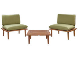 Beliani Olive Green Acacia Wood 2-Seat Sofa Set With Side Table, Weather-Resistant Outdoor Seating - thumbnail 1