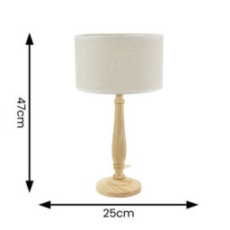 Valuelights Victoria Light Wood Candlestick Table Lamp With Linen White Trim Drum Lamp Shade - thumbnail 6