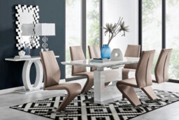 Furniturebox Uk Arezzo Large Extending Dining Table And 6 Cappuccino Willow Chairs - thumbnail 1