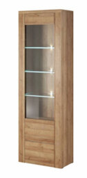 Arte Larona 05 Tall Display Cabinet - Walnut With Led Lighting Option - W650mm X H2060mm X D370mm