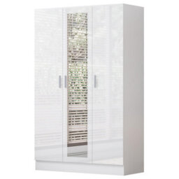 Reflect 3Pc Wardrobe Bundle - 2 Door Corner + 3 Door Mirror + 2 Door Plain - White Gloss & Matt White - H: 180Cm X W: 291Cm - thumbnail 8