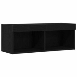 Berkfield Modern Tv Wall Cabinet With Led Lights Black Oak 80X30X30 Cm - thumbnail 7