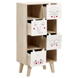 Wyld And Coco Whimsykids 4-Tier Children's Bookshelf With Animal Drawer Fronts, Light Brown, W40 X D25 X H79Cm - thumbnail 5