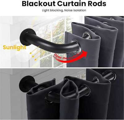 Ameha Blackout Curtain Pole Extendable Metal Curtain Poles With All Fittings 120-210Cm Matt Black Curtain Rods - image 1