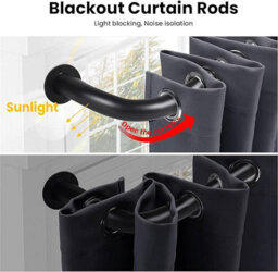 Ameha Blackout Curtain Pole Extendable Metal Curtain Poles With All Fittings 120-210Cm Matt Black Curtain Rods - thumbnail 1