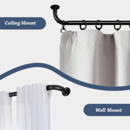 Ameha Blackout Curtain Pole Extendable Metal Curtain Poles With All Fittings 120-210Cm Matt Black Curtain Rods - thumbnail 3