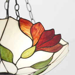 Luminosa Lighting Luminosa Botanica 3 Light Inverted Ceiling Pendant Dark Bronze, Tiffany Glass, E27 - thumbnail 4
