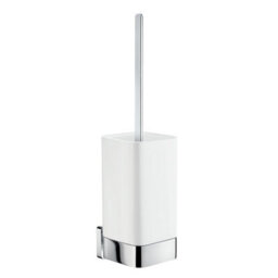 Smedbo Polished Chrome Mounted Toilet Brush And Porcelain Container