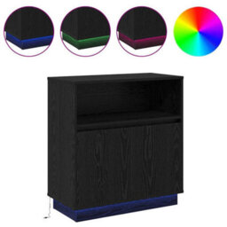 Berkfield Sideboard With Led Black Oak 71X34,5X75 Cm Engineered Wood - thumbnail 4