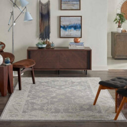 Charcoal Traditional Persian Bordered Floral Rug For Living Room Bedroom And Dining Room-239Cm X 315Cm - thumbnail 2