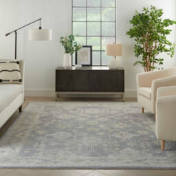 Charcoal Traditional Persian Bordered Floral Rug For Living Room Bedroom And Dining Room-239Cm X 315Cm - thumbnail 1