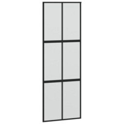 Berkfield Sliding Door Black 76X205 Cm Tempered Glass And Aluminium - thumbnail 2
