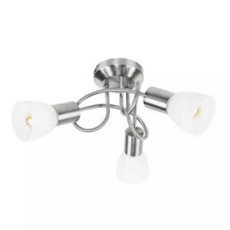 Semi Flush Ceiling Light Fitting Brushed Chrome Frosted Glass Living Room Lamp - thumbnail 1