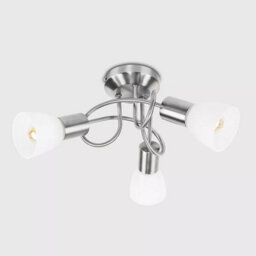 Semi Flush Ceiling Light Fitting Brushed Chrome Frosted Glass Living Room Lamp - thumbnail 4