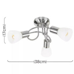 Semi Flush Ceiling Light Fitting Brushed Chrome Frosted Glass Living Room Lamp - thumbnail 2