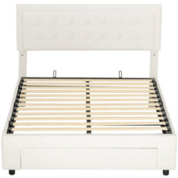 Wyld Haus Double 4Ft6 Ottoman Bed Frame With Front Divan Drawer Storage, Cream White, L193.5 X D140 X H104Cm - thumbnail 2