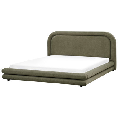 Beliani Bed Faux Linen Lavardens 180 X 200 Cm (Eu Super King) Green - image 1